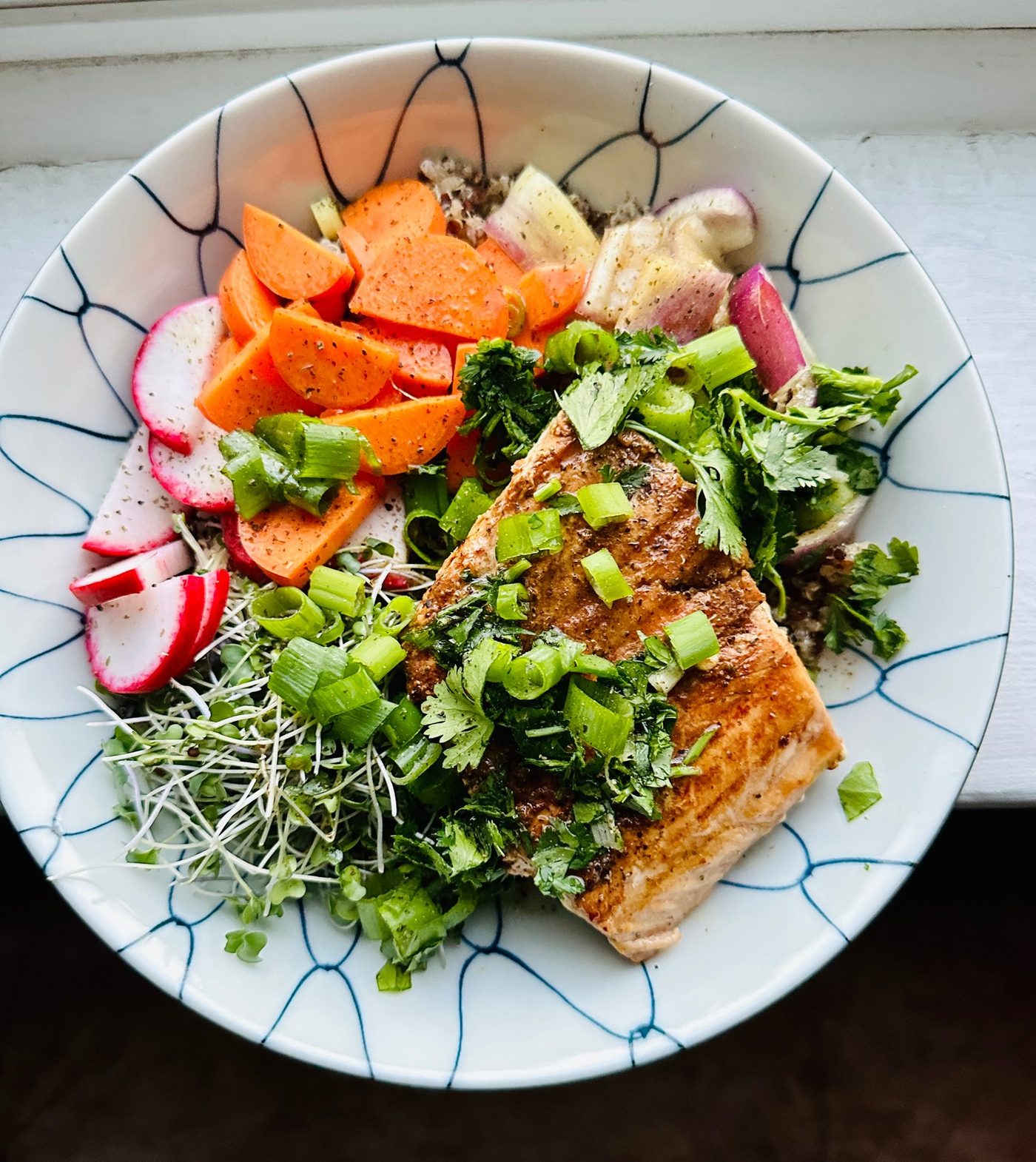 Roasted salmon recovery meal, high-protein and gentle to digest